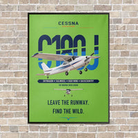 Thumbnail for Cessna 180J Skywagon vertical canvas print - framed - light green background