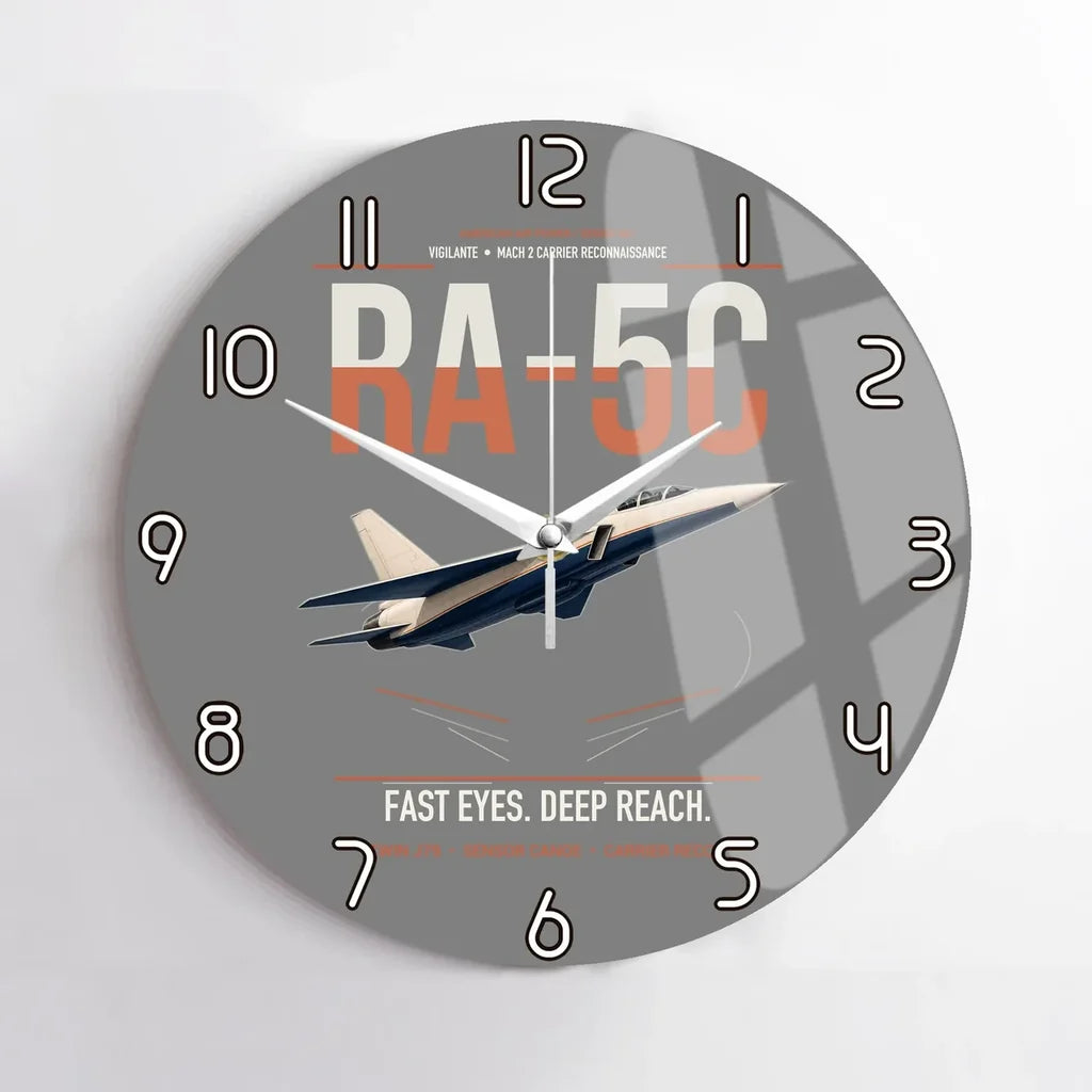 RA-5C Vigilante design on gray no frame wall clock