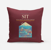 Thumbnail for Sitka Rocky Gutierrez Airport (SIT) design on dark red pillow