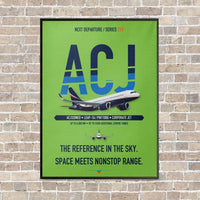 Thumbnail for Airbus ACJ320neo vertical canvas print - framed - light green background