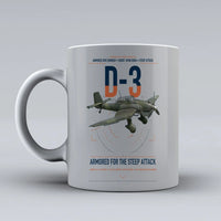 Thumbnail for Junkers Ju 87D-3 design on light gray ceramic mug, double-side print