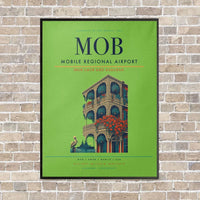 Thumbnail for Mobile Regional Airport MOB vertical canvas print - framed - light green background