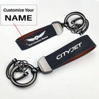 Thumbnail for City Jet Airlines Horseshoe Buckle key chain, Black + Name