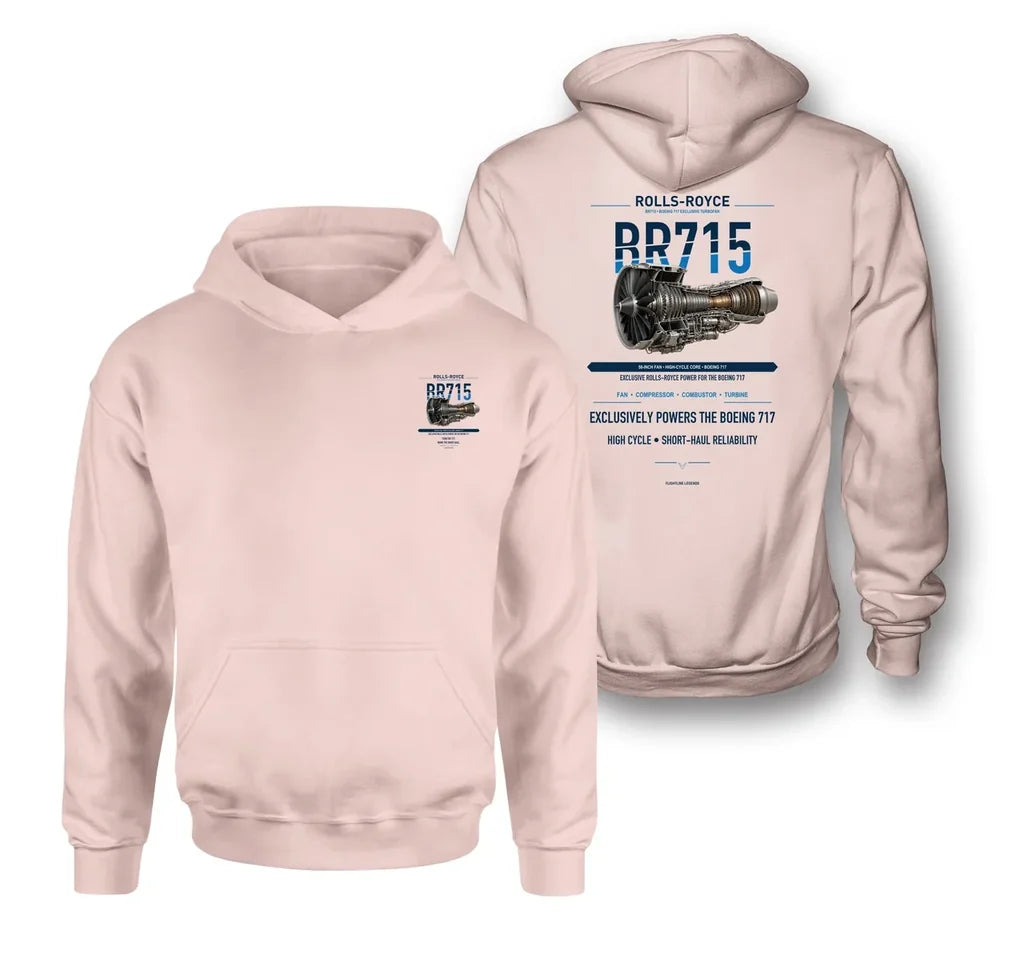 BR715 design on pink hoodie