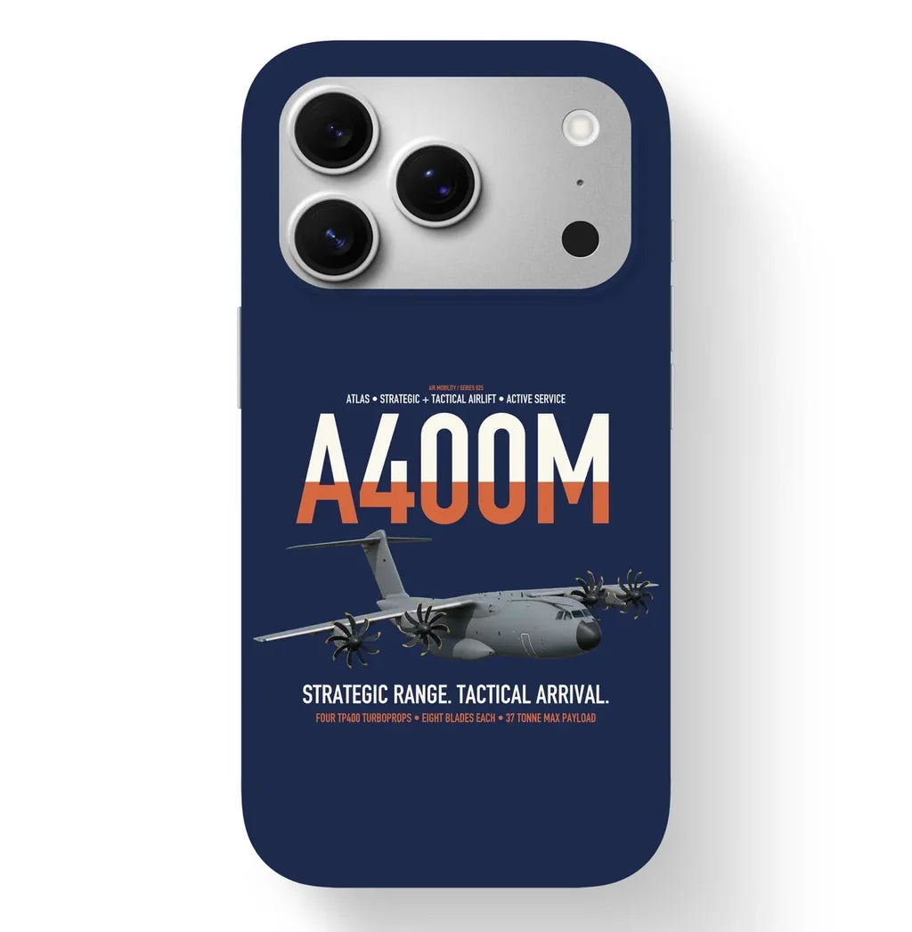 Airbus A400M Atlas design on navy blue magsafe iphone case, for iPhone 17 Pro