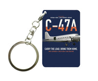 Thumbnail for C-47A Skytrain design on navy blue designed key chain, double-side print