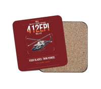Thumbnail for Bell 412EPI design on dark red 1 piece coaster