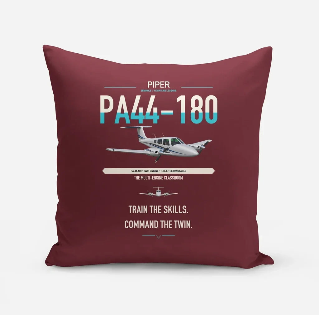 Piper PA-44-180 Seminole design on dark red pillow