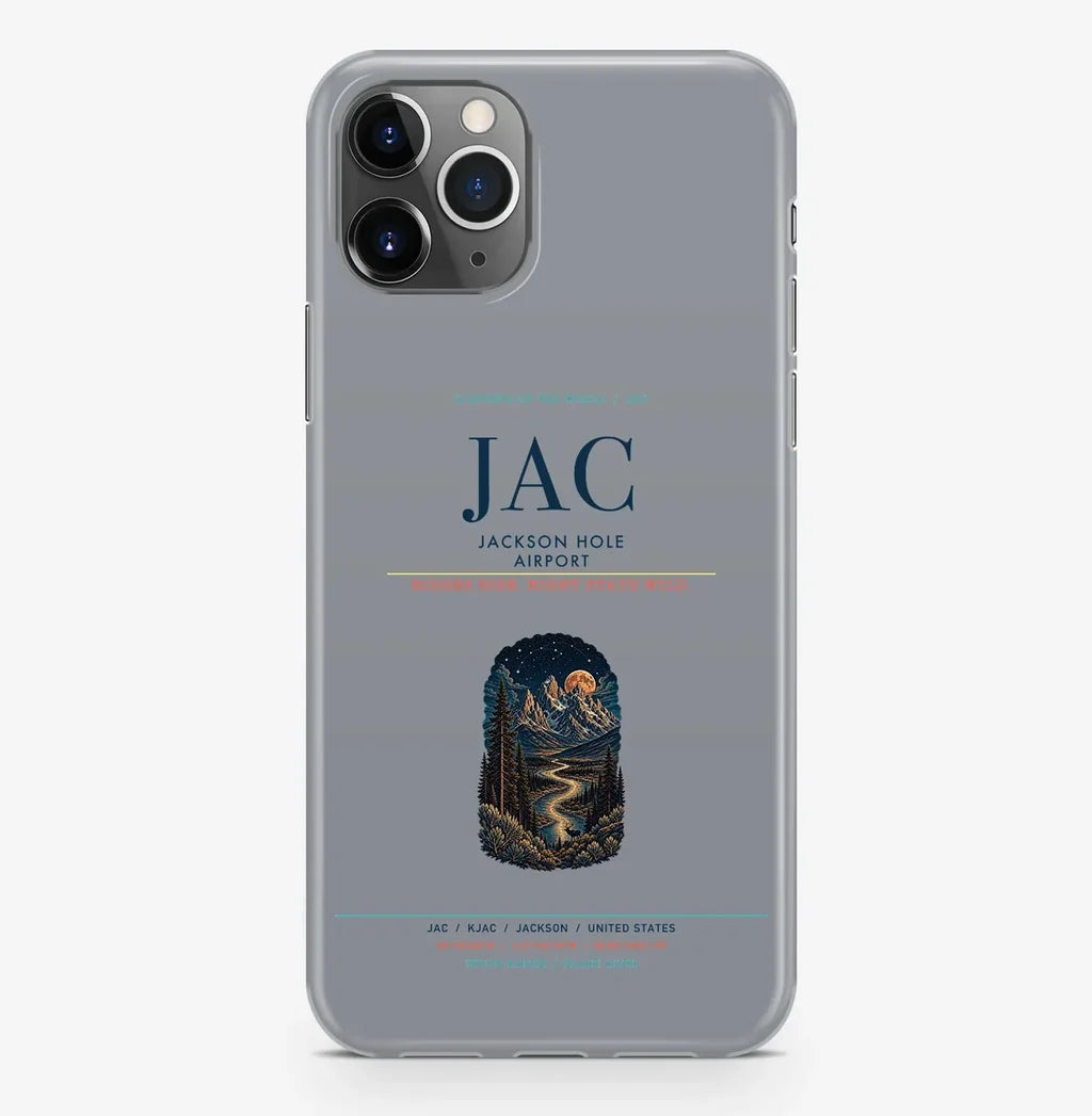 Jackson Airport (JAC) design on gray iPhone 16 Pro MagSafe case
