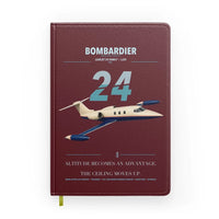 Thumbnail for Bombardier Learjet 24 design on dark red notebook