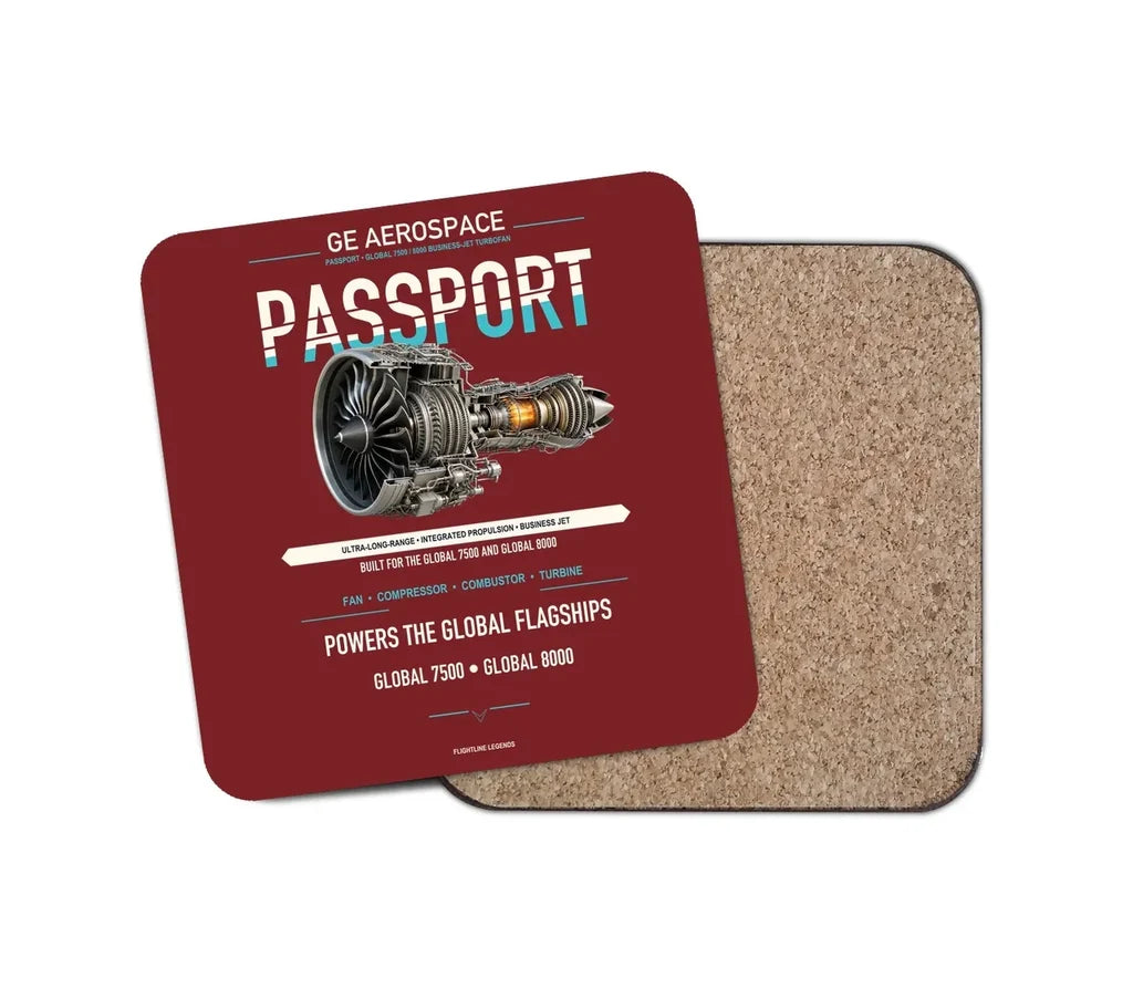 Embraer ERJ145 design on dark red 1 piece coaster