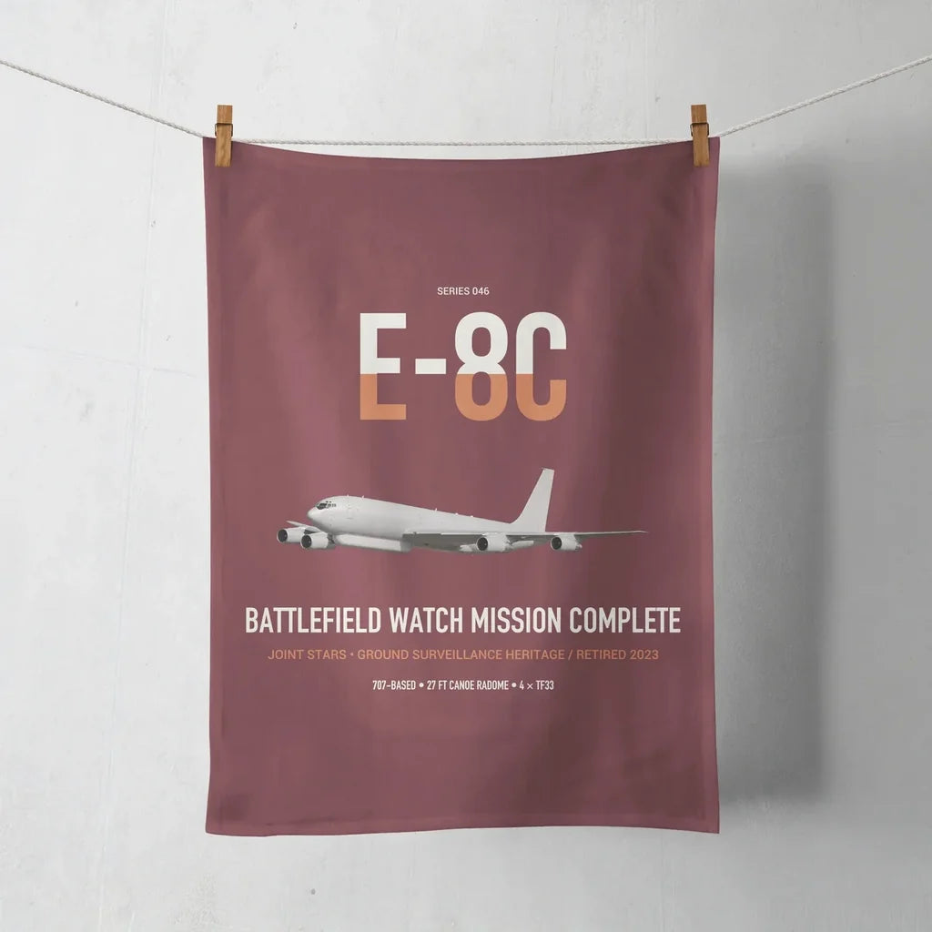 E-8C Joint STARS design on dark red towel