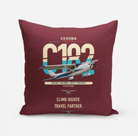 Thumbnail for Cessna 182 Skylane design on dark red pillow