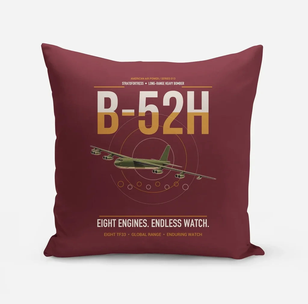 B-52H Stratofortress design on dark red pillow