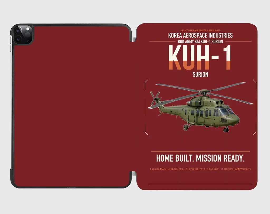 Korea Aerospace Industries KUH-1 Surion design on dark red ipad tablet case