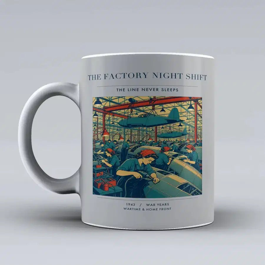 VINTAGE G4502 - The Factory Night Shift - Ceramic Mug design on lightgray