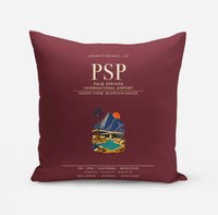 Thumbnail for Palm Springs International Airport (PSP) design on dark red pillow