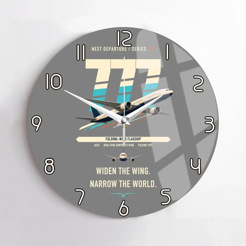 Boeing 777-9 design on gray no frame wall clock