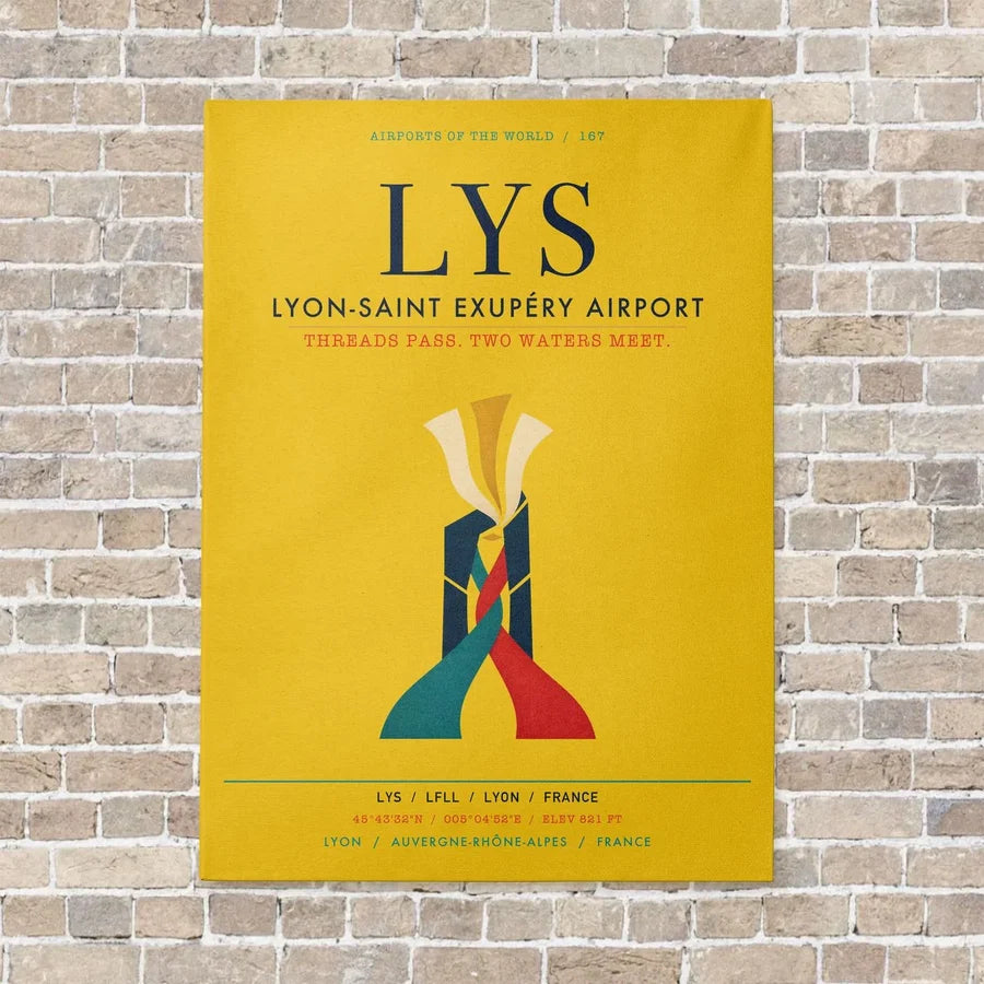 Lyon-Saint Exupéry Airport LYS vertical canvas print - no frame - yellow background