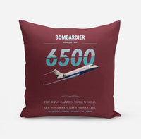 Thumbnail for Bombardier Global 6500 design on dark red pillow