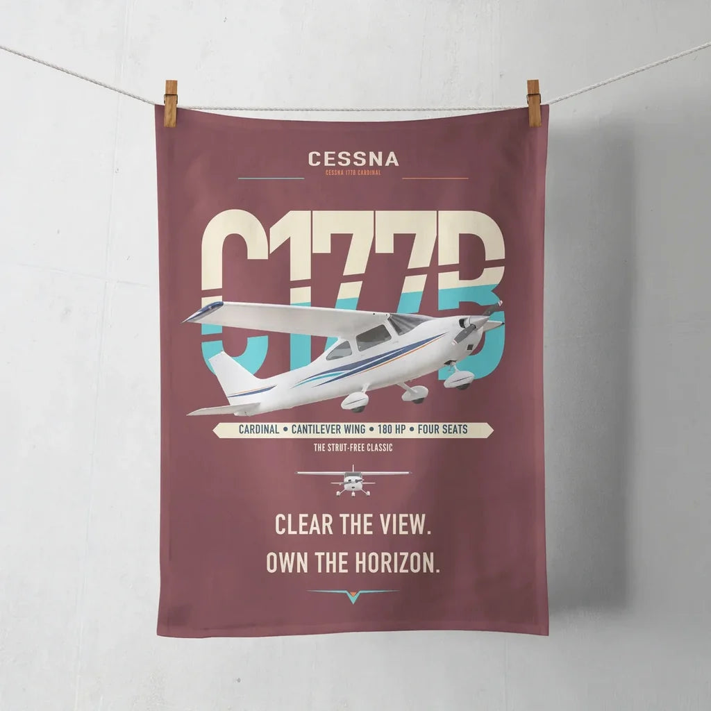 Cessna 177B Cardinal design on dark red towel