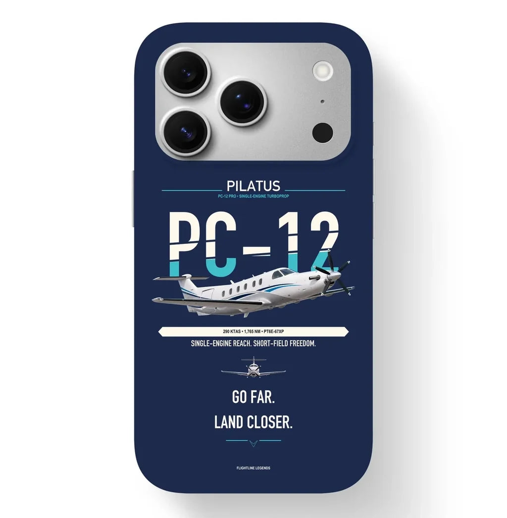 PC-12 PRO Case design on navy blue iphone case