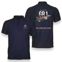 Thumbnail for SEPECAT Jaguar GR1 design on navy blue double-side polo t-shirt, double-side print