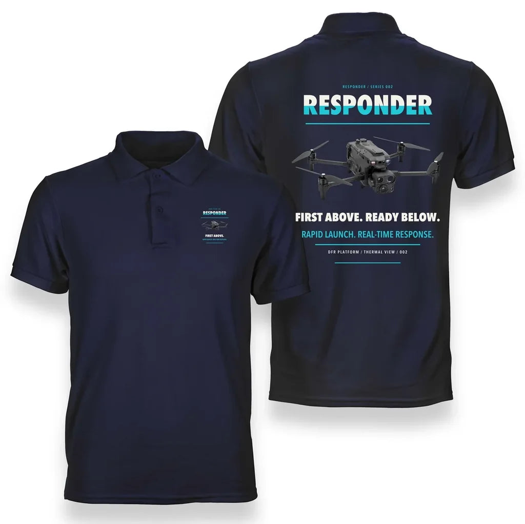 BRINC Responder design on navy blue polo