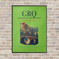 Thumbnail for Groningen Airport Eelde GRQ vertical canvas print - framed - light green background