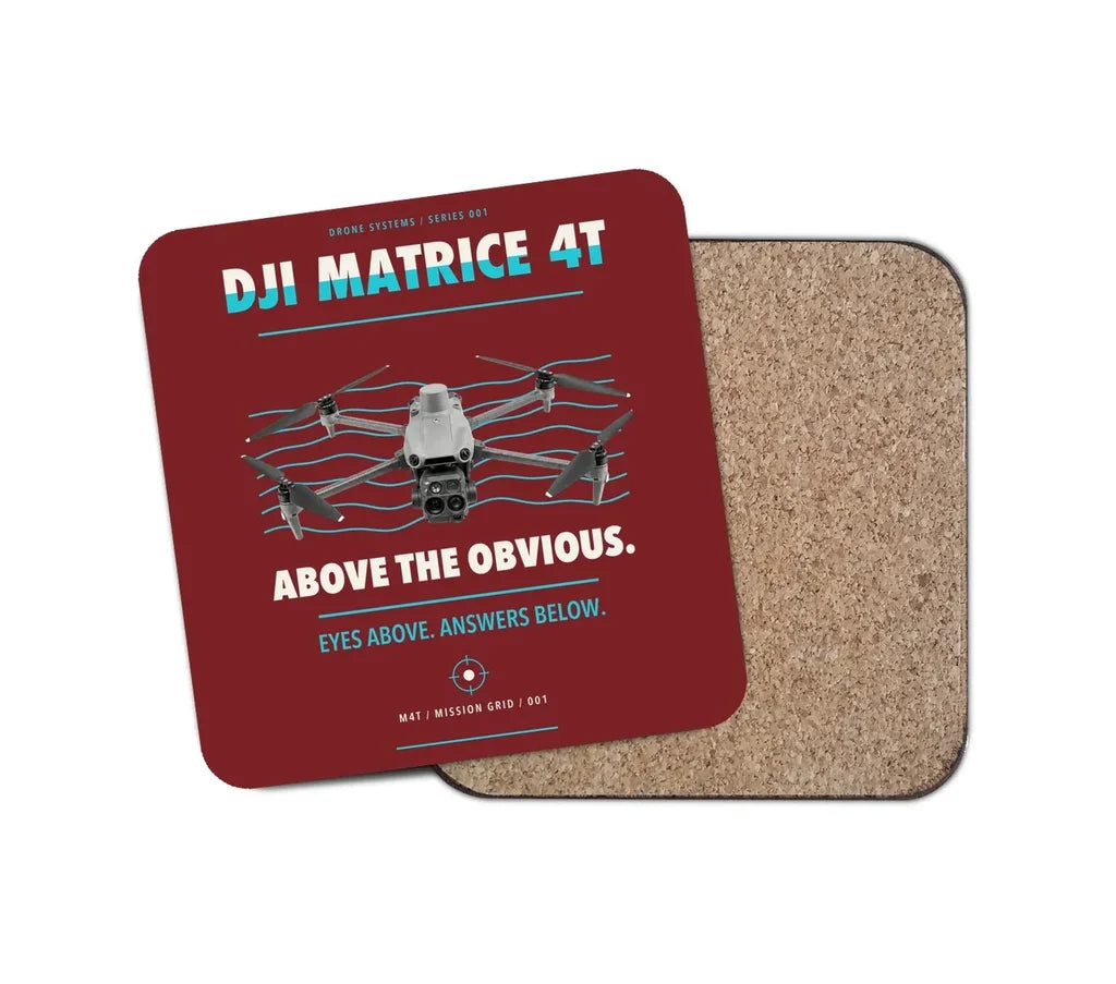 DJI Matrice 4T design on dark red 1 piece coaster