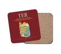 Thumbnail for Terceira Lajes Airport (TER) design on dark red 1 piece coaster