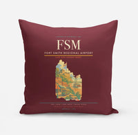 Thumbnail for Fort Smith Regional Airport (FSM) design on dark red pillow