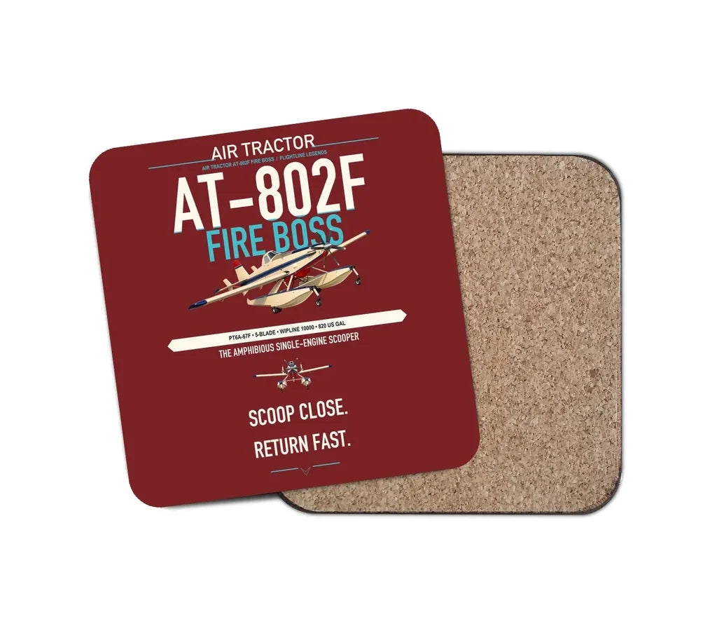 Air Tractor AT-802F Fire Boss design on dark red 1 piece coaster