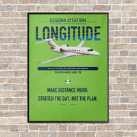 Thumbnail for Cessna Citation Longitude vertical canvas print - framed - light green background