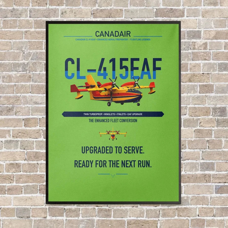 Canadair CL-415EAF vertical canvas print - framed - light green background
