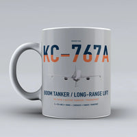 Thumbnail for Boeing KC-767A design on light gray ceramic mug, double-side print