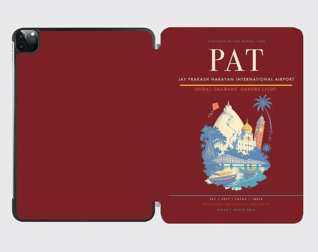 Jay Prakash Narayan International Airport (PAT) design on dark red ipad tablet case