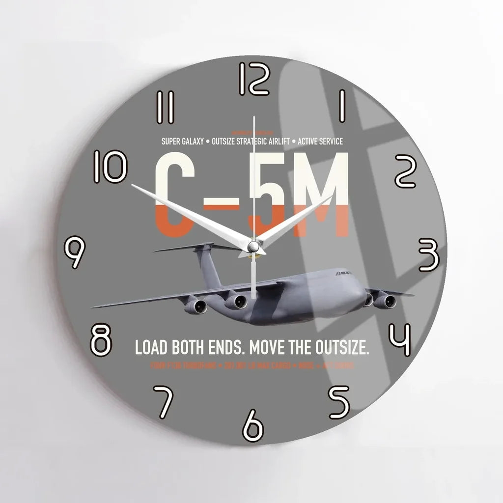 C-5M Super Galaxy design on gray no frame wall clock