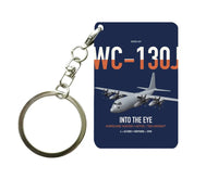 Thumbnail for WC-130J Hurricane Hunter design on navy blue designed key chain, double-side print