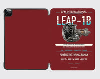 Thumbnail for CFM LEAP-1B design on dark red ipad tablet case