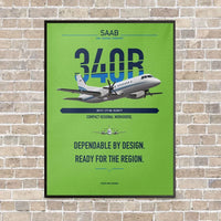 Thumbnail for Saab 340B vertical canvas print - framed - light green background