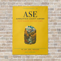 Thumbnail for Aspen - Pitkin County Airport ASE vertical canvas print - no frame - yellow background