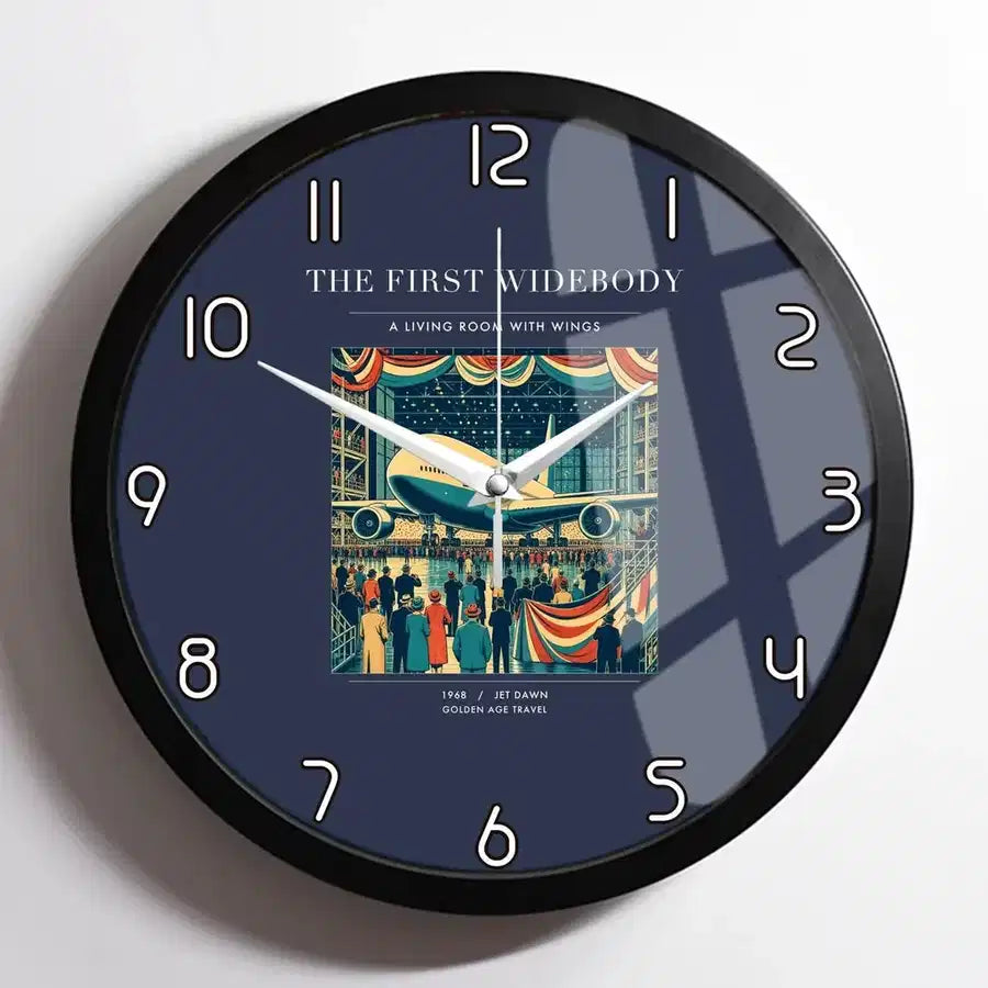 VINTAGE G4134 - The First Widebody - Designed Wall Clocks design on navyblue framed