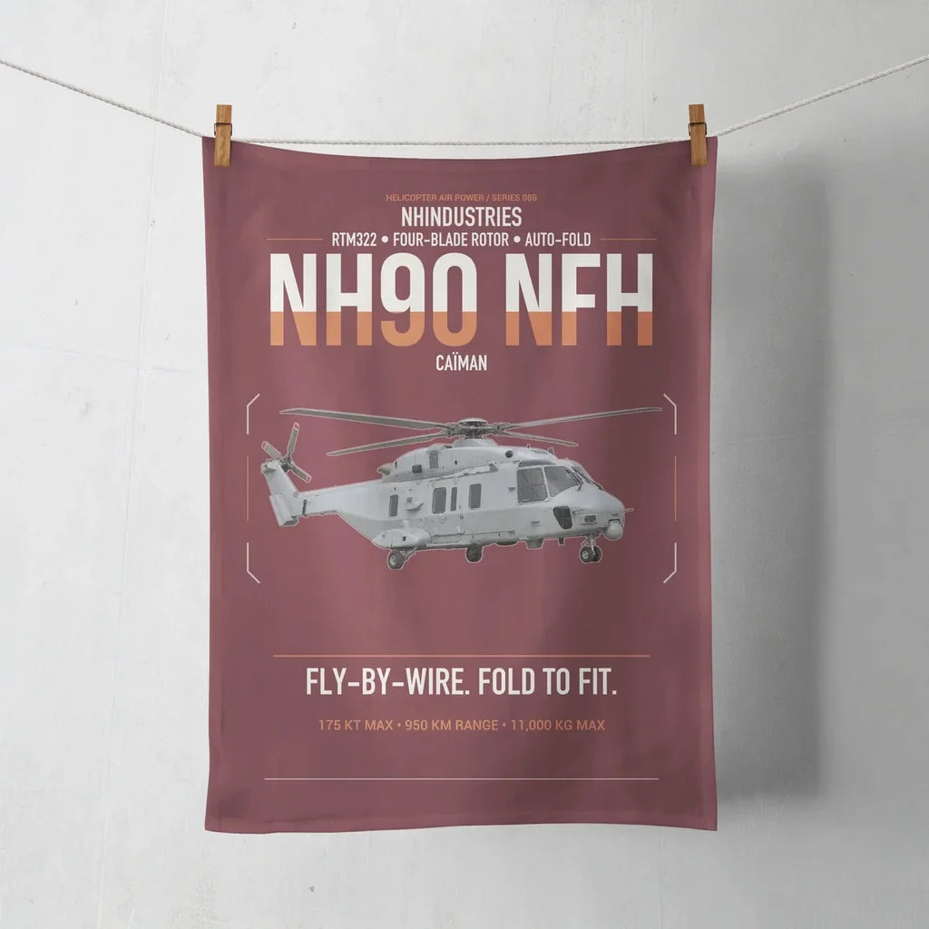 NHIndustries NH90 NFH Caïman design on dark red towel