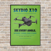 Thumbnail for Skydio X10 vertical canvas print - framed - light green background