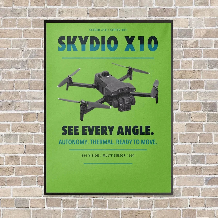 Skydio X10 vertical canvas print - framed - light green background