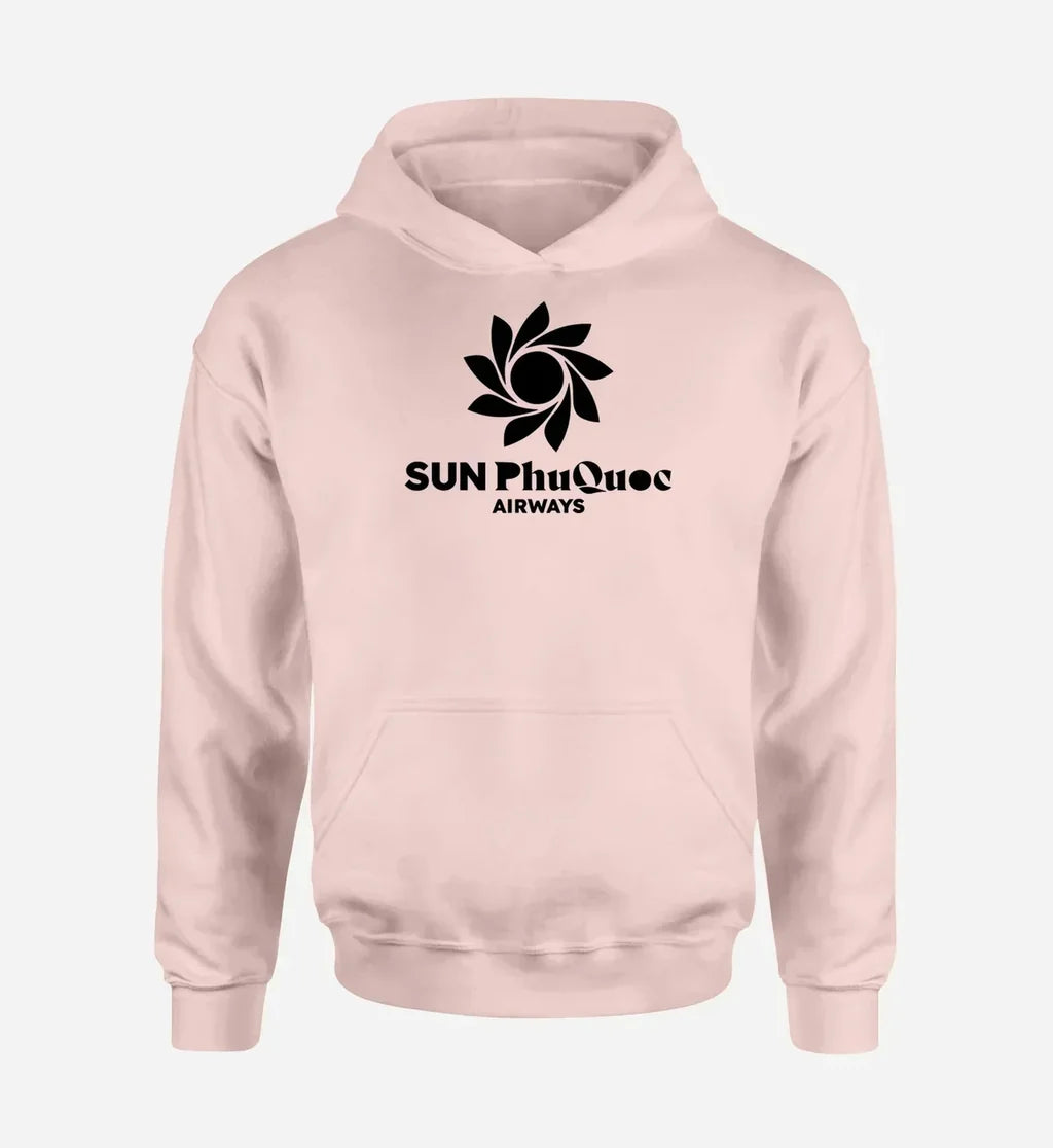 Sun Phu Quoc Airways logo printed on pink hoodie