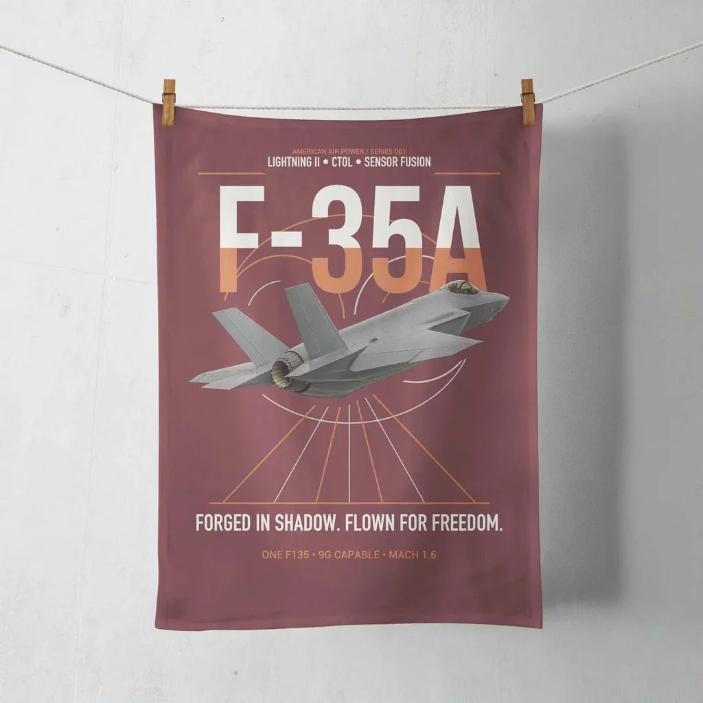 F-35A Lightning II design on dark red towel