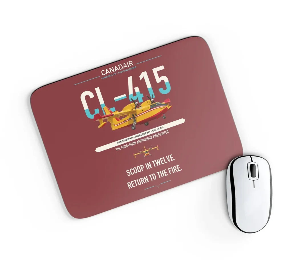 Canadair CL-415 design on dark red rectangle mouse pad