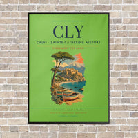 Thumbnail for Calvi - Sainte-Catherine Airport CLY vertical canvas print - framed - light green background